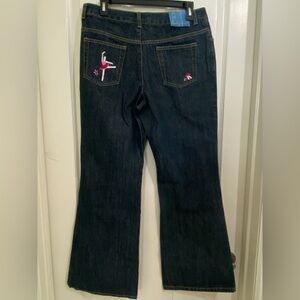 Lands End Girls Size 16 Plus Bootcut Jeans Ballerina Embroidered Dance Ballet